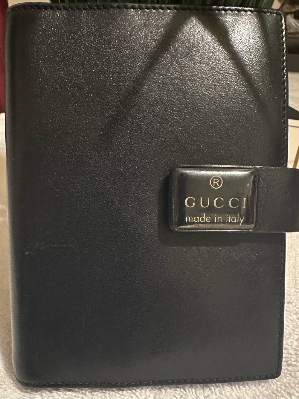 Authentic Gucci Black Leather Passport Holder Agenda Organizer